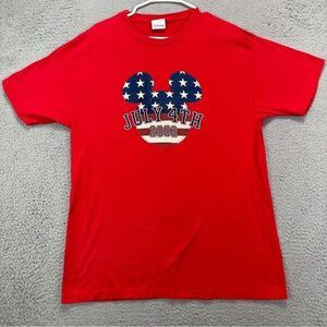 VINTAGE Disney Mickey Mouse T-Shirt Mens Large Red July 4th Short‎ Sleeve Tee